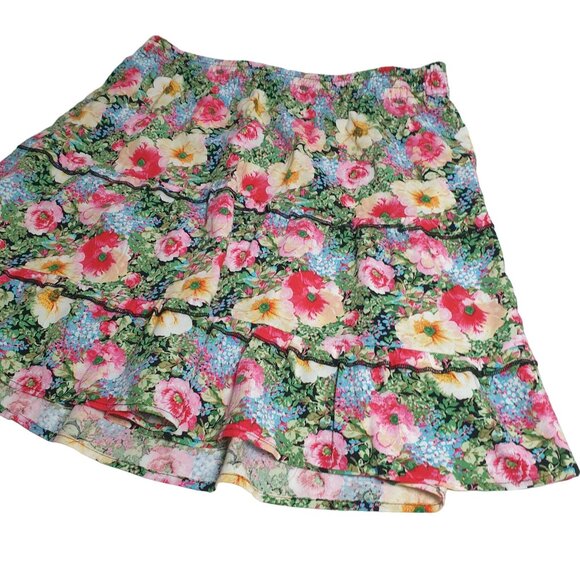 Vero Moda Floral A Line Skirt S Multicolor Flowers Viscos Stretch 26 In Elastic - Picture 2 of 5